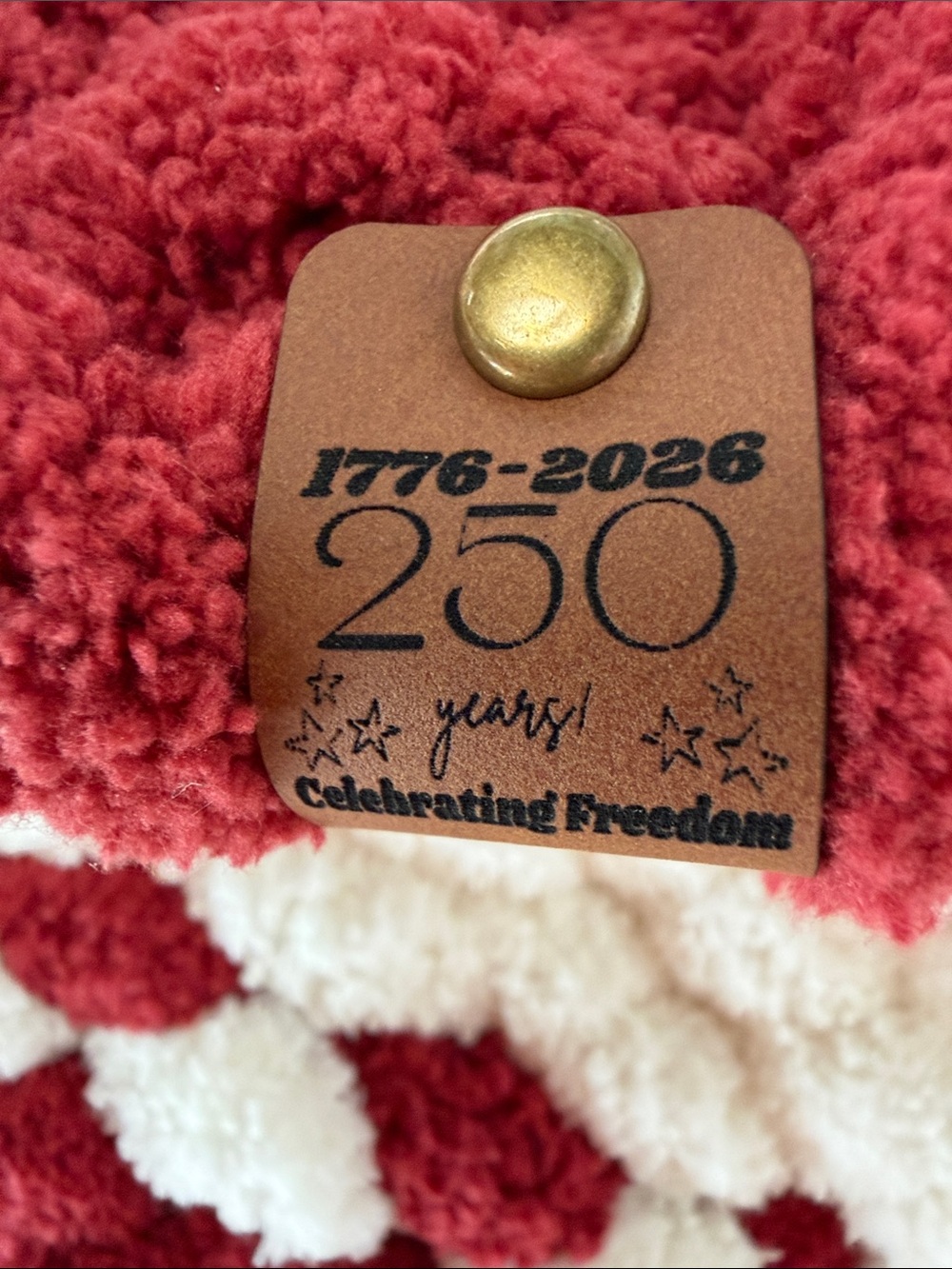 Chunky Knit Throw, NWT American flag Throw w/leather badging 250 th anniversary